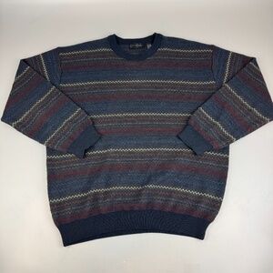Vintage Cotton Reel Mens Size XL Grandpa Sweater Merino Wool Blend